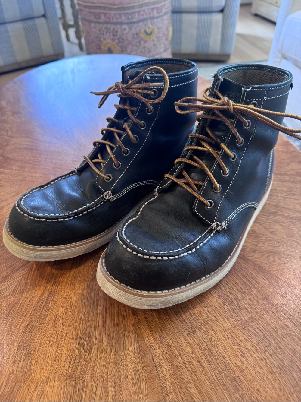 Men’s Eastland “Lumber Up” Dark Navy Leather Moc Toe Lace-Up Boots